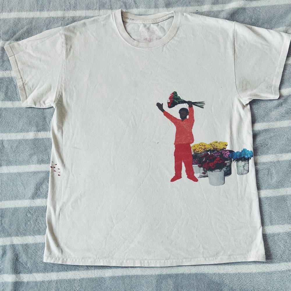 Big Sean Merch Wake Up and Smell The Roses Off White T-Shirt Size Large